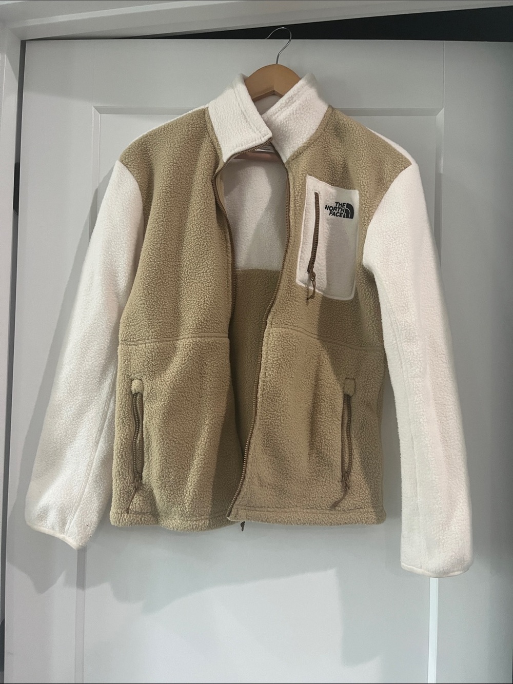 The North Face Women’s Beige and White Fleece Jacket